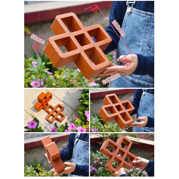 Terracotta Breeze Block Mold M Shape Wall Panel Interior Decorative Fire Bricks For Exterior Perforated Decoration Design