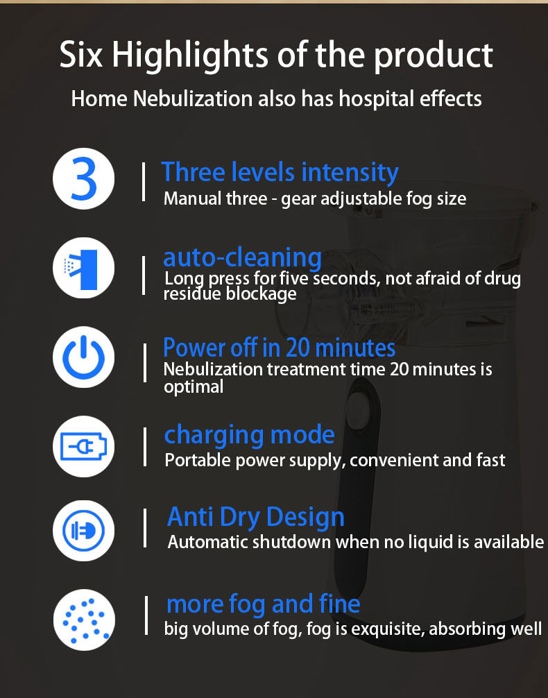 Kids Portable Ultrasonic Mesh Nebulizer Fine Particles Handheld Nebulizer For Asthma