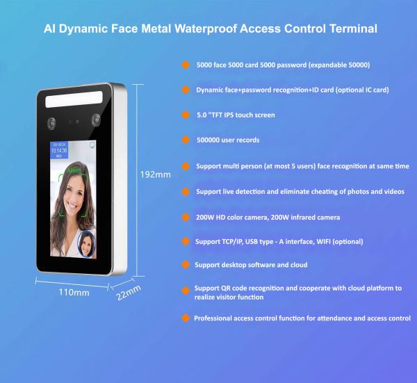 Quality AI Dynamic Face Recognition Access Control 0.2s Recognition Speed for sale