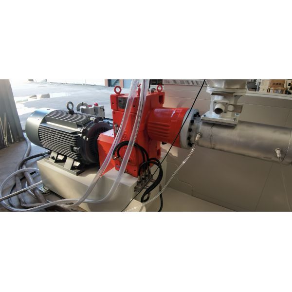Finished PE pipes from production line