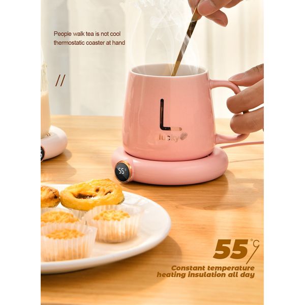 DC 5V USB Heating Warm Cup Mat Constant Temperature Coaster 3 Gear Digital Display Adjustment Timing Heater for Coffee M