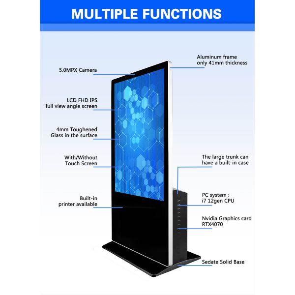 55" 4K Nvidia Chipset RTX4070 Avatar AI Man Machine Interactive Camera Microphone Touch Screen Kiosk