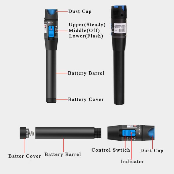 5MW Visual Fault Locator Fiber Optic Cable Tester Strong Red Light Beam