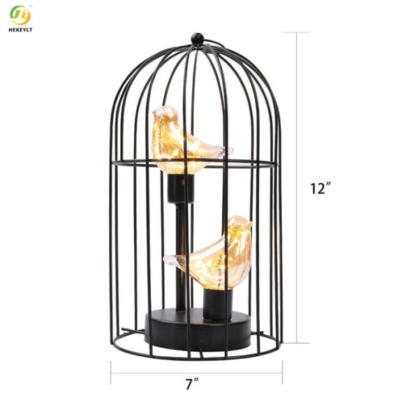 5 Watt Metal Bedside Table Lamp With Bird Bulb Hanging