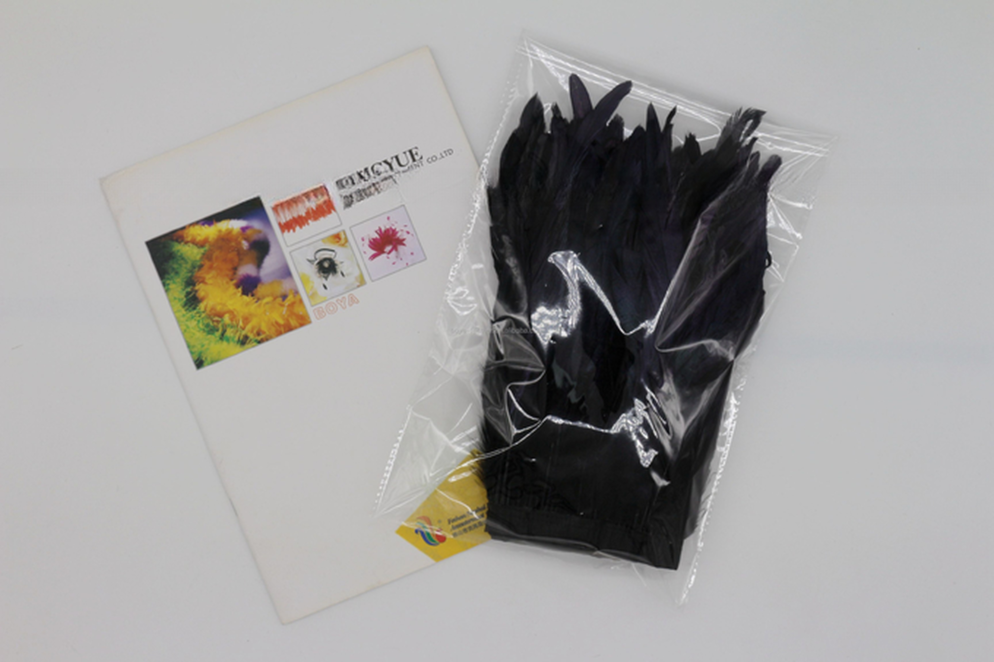 Party Decoration Ribbon with Black Rooster Coque Feather Fringe Trim and Satin Ribbon