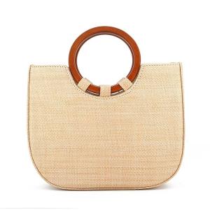 China Women's Bag Woven With Grass And Wooden Handle For Leisure Featuring Fashion Designs wholesale