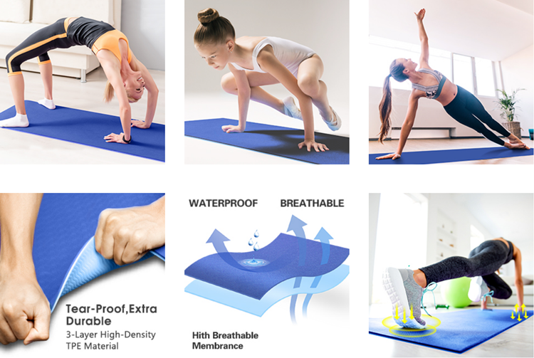 Waterproof Durable TPE Eco Friendly Yoga Mat High Density
