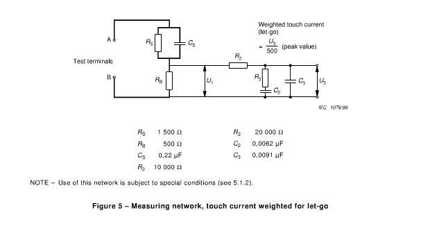 Touch Current Measuring Circuit Figure 5 Network Of IEC 60990 For Leakage testing box
