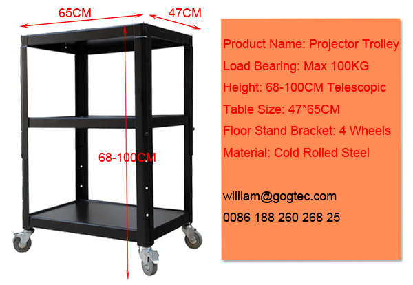 3-layer trolley 68-100CM projector bracket support holder max 100KG lift free move