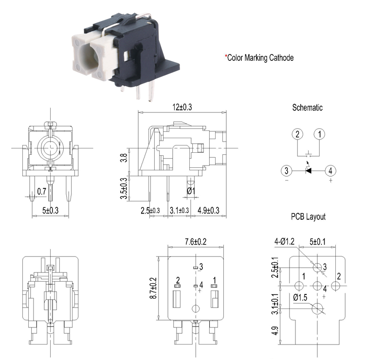 Illumination Tactile Switch,Horizontal Momentary MiniPush Button Switch With Cap,LED Tact Switch,Illuminated Tact Switch
