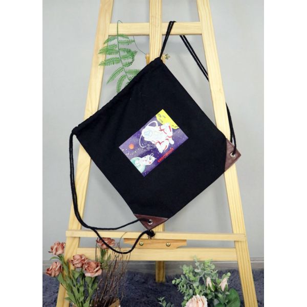 Load Bearing 8 Kg Canvas Drawstring Backpack Durable Breathable Material
