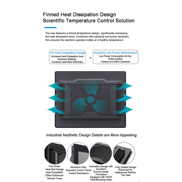 15.6 inch Embedded Controller Industrial Touch Screen Computer with Whole Aluminum Alloy Casing