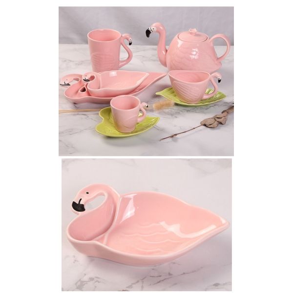 80ml Plate Flamingo Tea Set
