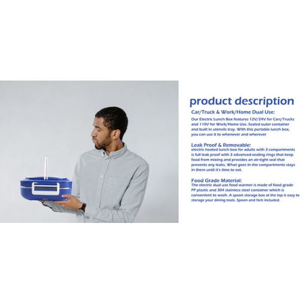 PP Electric Lunch Boxes 60W Stainless Steel Heated Lunch Box Multi Function OEM