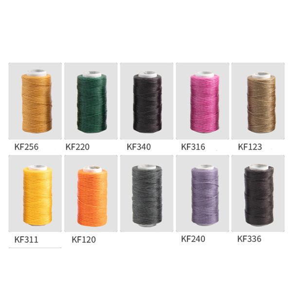 High Tenacity 100% Polyester Yarn Flat Waxed Braided Thread 0.8mm 1mm Waterproof Black