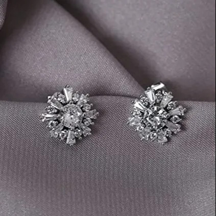 Casual DIY Silver White CZ Earrings Lightweight Gift Making Jewelry For Occasions