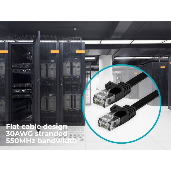 CAT6 UTP RJ45 30AWG 550MHz Flat Ethernet Patch Cable for Seamless Connectivity