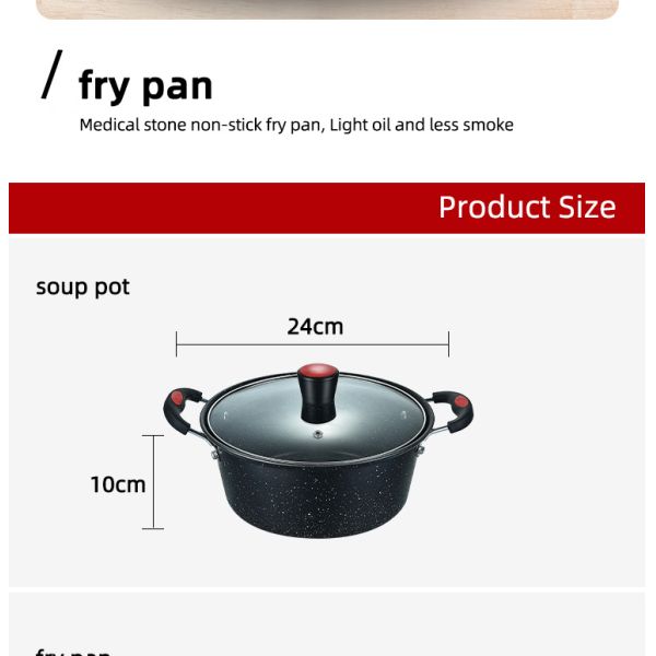Multi Function Black Flat Bottom 3PCS Frying Non Stick Kitchen Cookware Sets