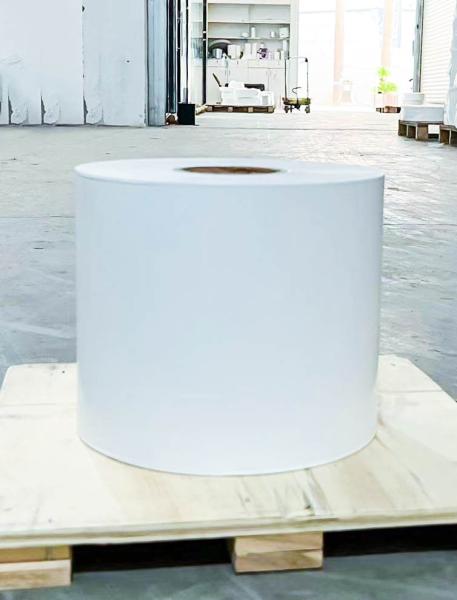 Quality Self Adhesive Synthetic Waterproof Paper , Inkjet Label Roll 40u Surface Thickness for sale