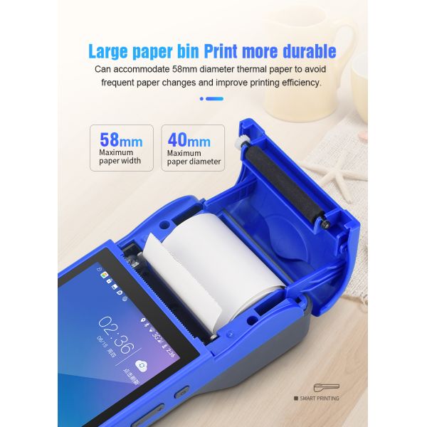 Factory High Speed Handheld Android 11 Touch Screen Pos Terminals with 58mm Thermal Printer 4G