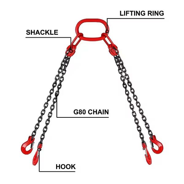 Double Hook Four Hook Sling Ring Lifting Chain Sling for Heavy-Duty Construction