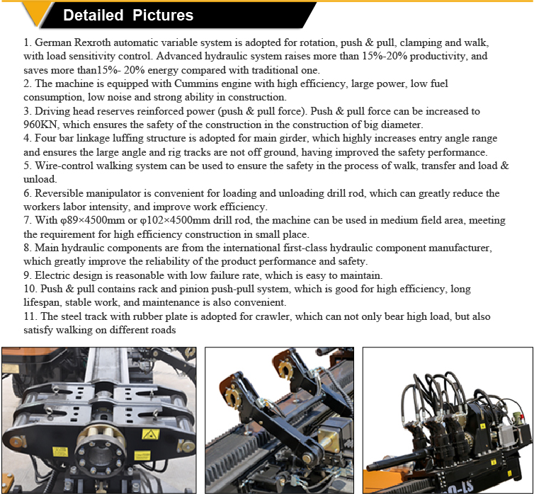 horizontal directional driller, 45T horizontal directional drilling rig, no-dig pipe-laing hdd rig