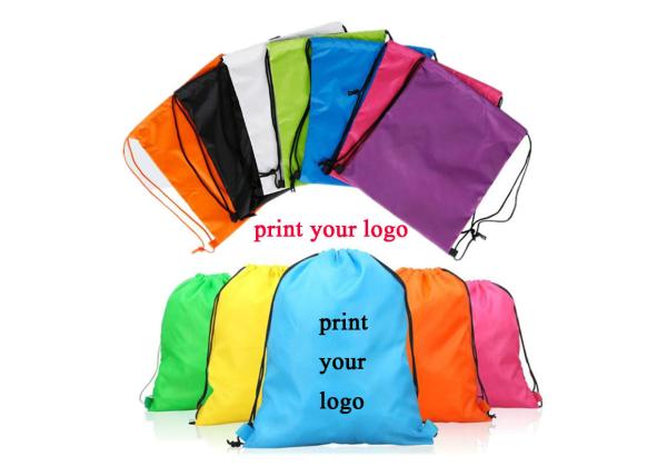 Quality 210D Polyester Custom Shopping Bags / String Backpacks Multi Colors Optional for sale