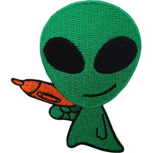 China Alien Embroidered Iron On Patches NASA Space UFO Martian Badge For Jacket wholesale