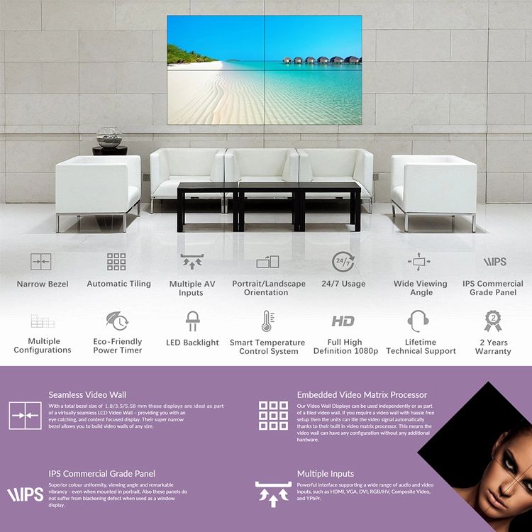 Wall Mount LCD Display 4K DID Panel Original LG Video Wall