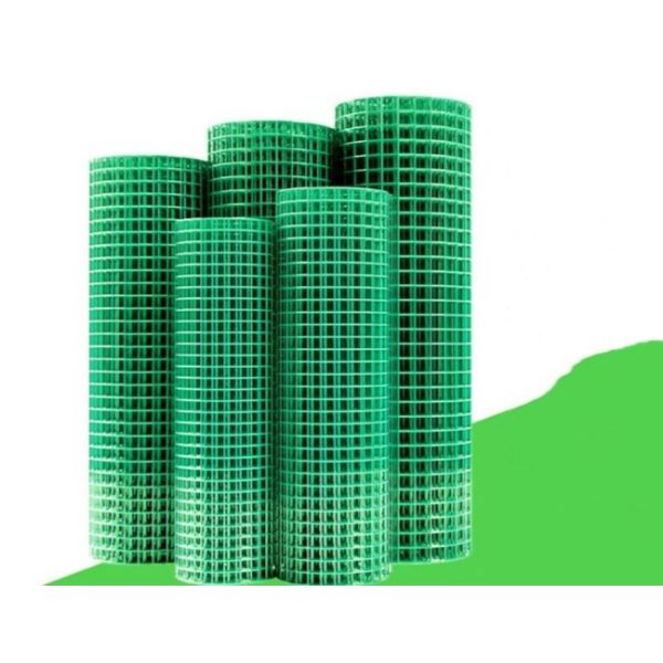 Green 25m Pvc Coated Wire Mesh Rolls Hardware Cloth With Straight Edge For Fences