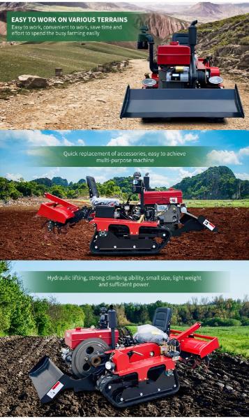 25Hp Mini Paddy Crawler Construction Equipment Power Tiller Walking Tractor With Diesel Engine