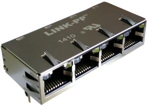 China 0826-1C4T-32-F Rj45 Multi Port jack 1x4 lan Rj-45 Port Gigabit Magjack Tab-up on sale
