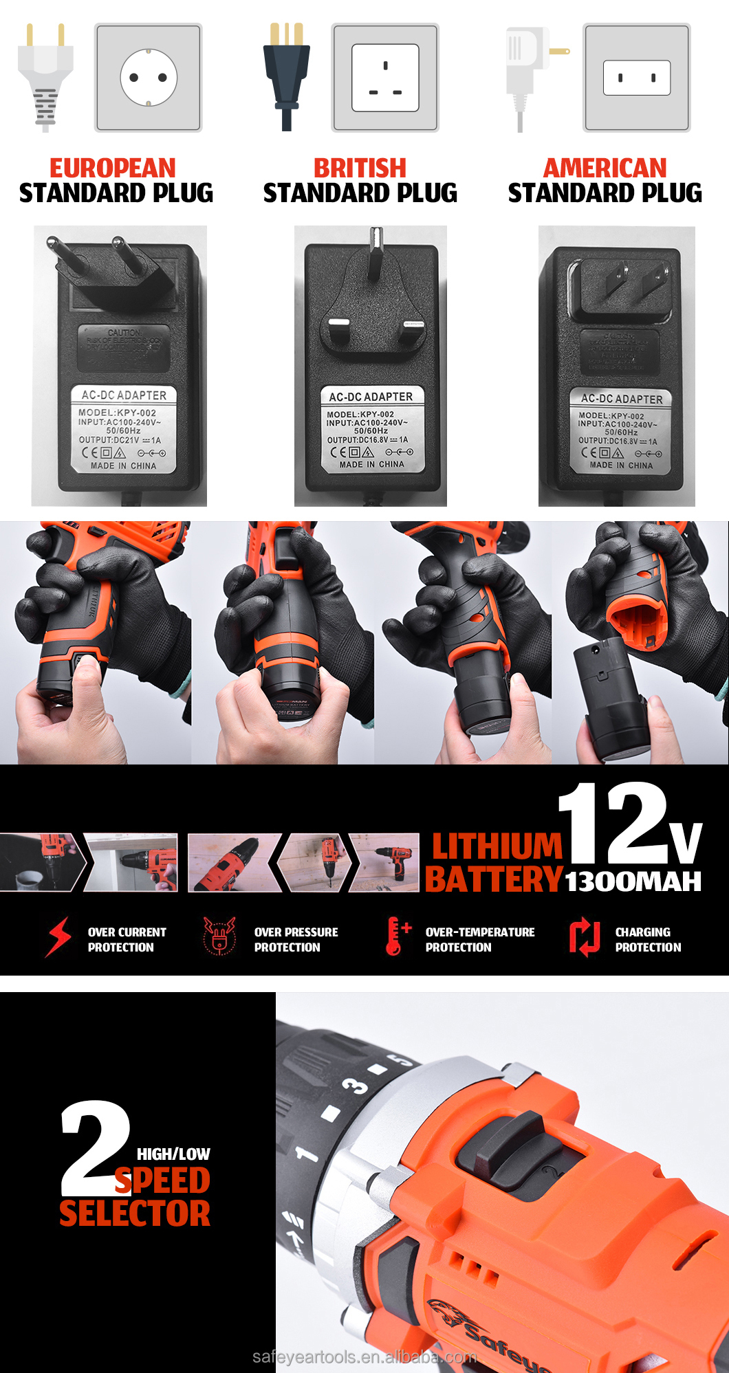 41 PCS Combo Kit Cordless Drill Machine 12v Battery Lithium Ion High Torque Cordless Drill
