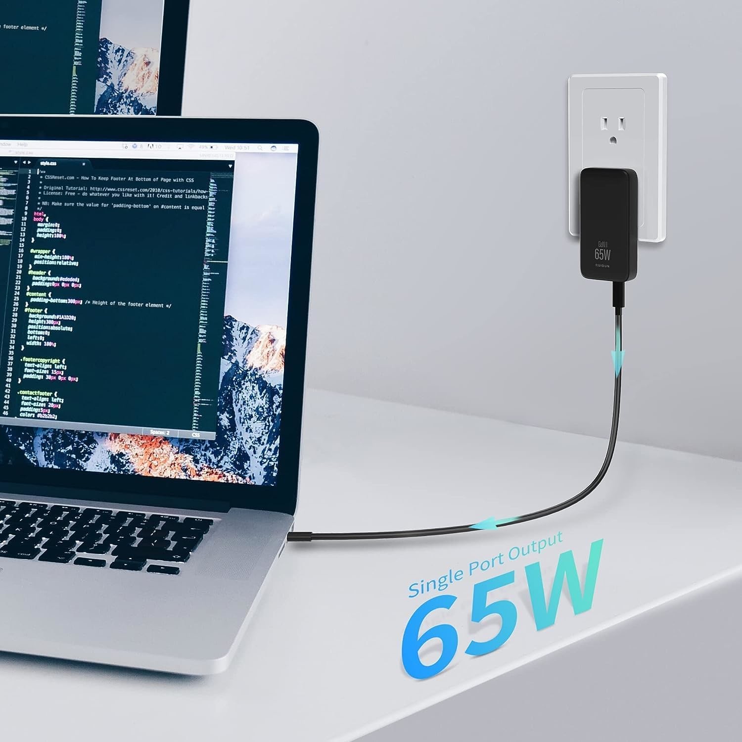 USB Type C PD Wall GaN Fast Charger 65W US UK Plug Power Adapter QC 3.0 Foldable