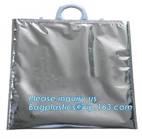 Custom Packing Aluminum Foil Zip-Lock Grocery Handle Thermal Insulation Cooler Bag For Outdoors,Promotional Insulated La