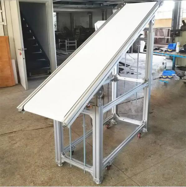 Small PVC Belt Conveyor System Inclined Hopper Food Grade OEM