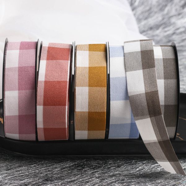 Black And White Checkered Wired Ribbon 7mm-40mm Polyester Ribbon Roll