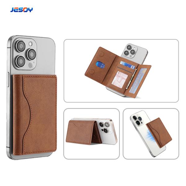 Quality Billfold Luxury Flip Magnetic Leather Wallet Magsafe 6 Card Holder Stand For IPhone for sale