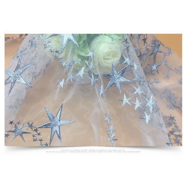 2018 summer new style mesh based Star embroidery lace fabric /children'dress fabric