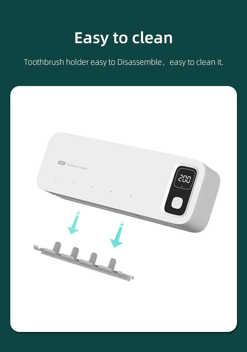 2000mah Battery Smart Toothbrush Disinfection Case with 5 Toothbrush Positions