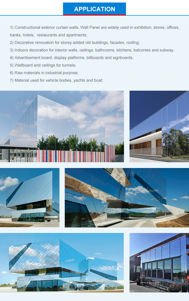 Golden Mirror Aluminum Composite Panel 2440mm ACM Ldpe Core Internal Wall