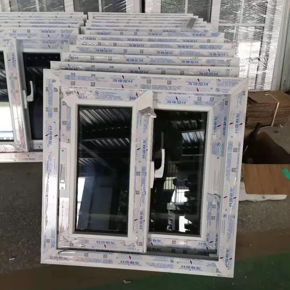 Customized PVC Double Horizontal Sliding Windows With Mosquito Screen Vinyl Sliding Windows