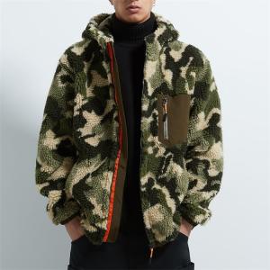 China Custom Men Fuzzy Shearling Berber Fleece Camo Sherpa Hoodie wholesale