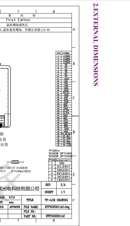 LCD TFT Resistive Touchscreen Module SPI Interface 720x1440 For Medical Industrial Robots