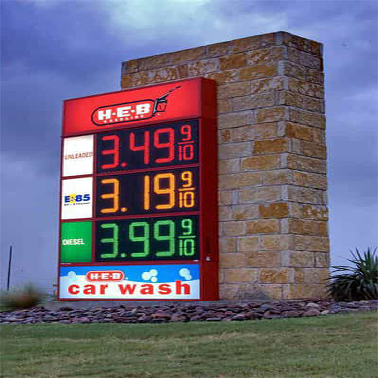 6500cd/Sqm Gas Station Led Display 1R1G1B P10 For Advertising
