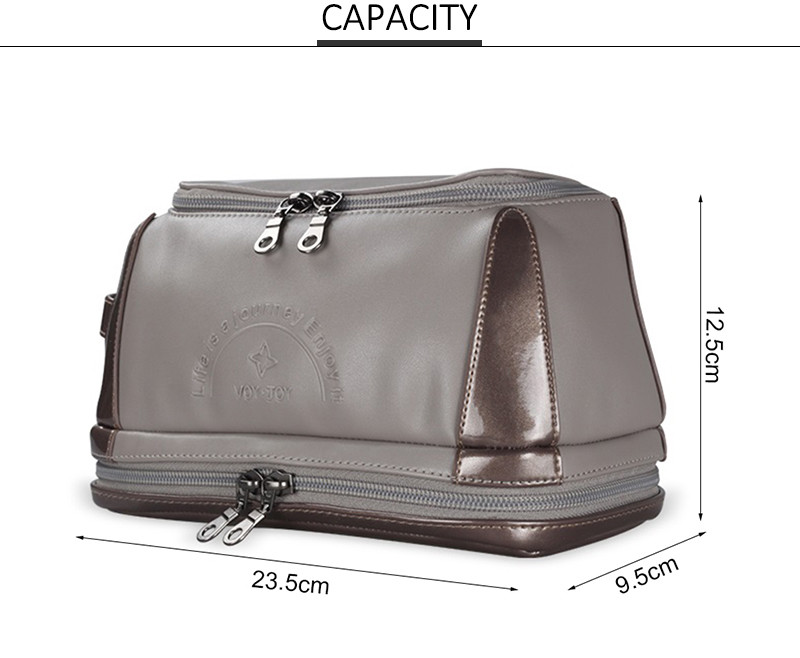 Mens Zipper Closure PU Make Up Storage Organizer