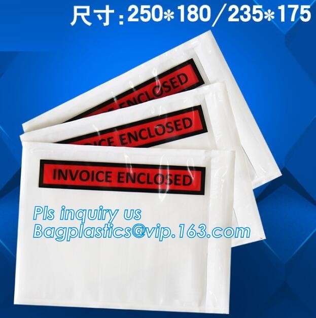 polyethene PE self-adhesive packing list document envelopes, PE packing list envelope, self adhesive closure packing lis