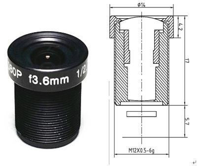 3.6mm 1080P M12 Lens, high resolution camera lens