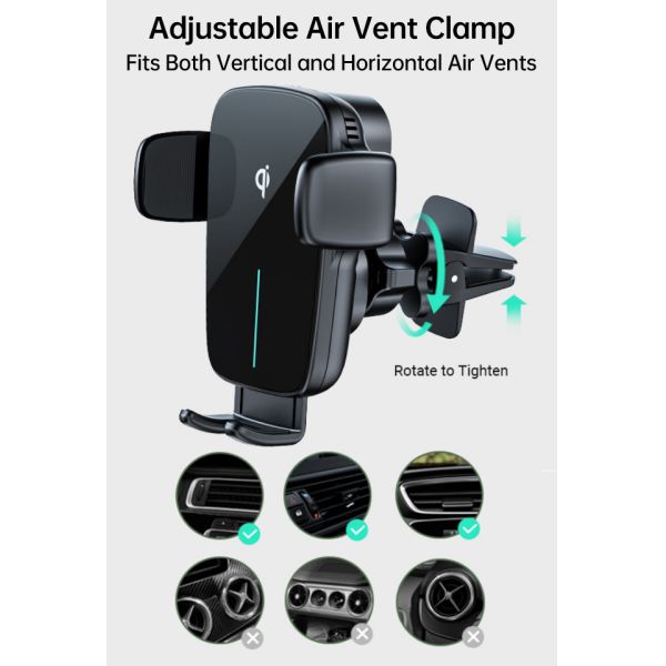 Automatic Alignment Memory Car Phone Holder Fast Charging 2.5D Glass