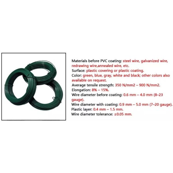 Free Sample 0.6mm Pvc Coated Binding Wire Iron Painted Surface